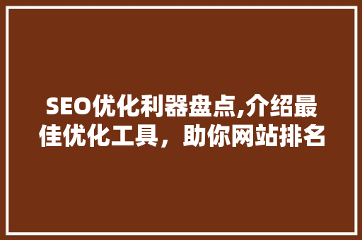 SEO优化利器盘点,介绍最佳优化工具，助你网站排名攀升