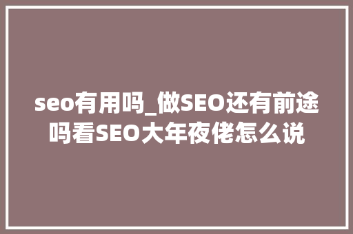 seo有用吗_做SEO还有前途吗看SEO大年夜佬怎么说 seo有用吗_做SEO还有前途吗看SEO大年夜佬怎么说 SEO关键词