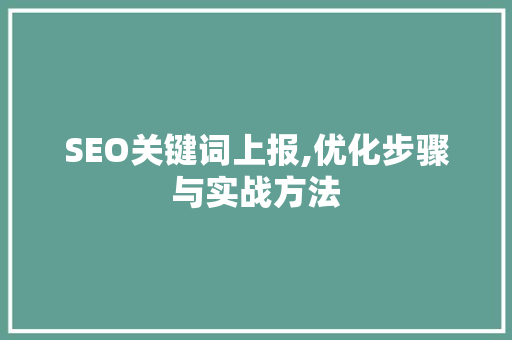 SEO关键词上报,优化步骤与实战方法 SEO关键词