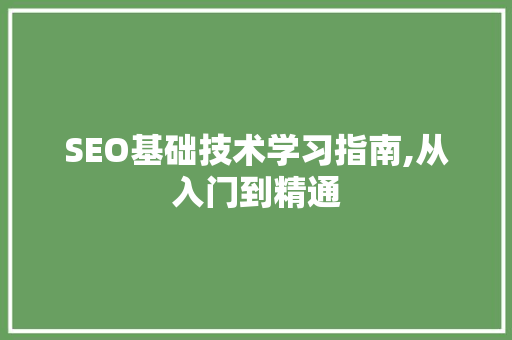 SEO基础技术学习指南,从入门到精通