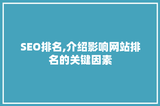 SEO排名,介绍影响网站排名的关键因素 网站建设公司