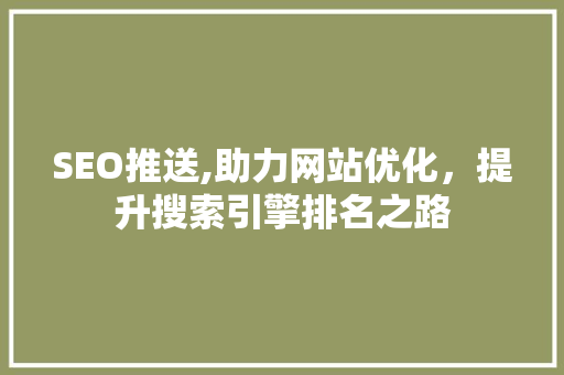 SEO推送,助力网站优化，提升搜索引擎排名之路