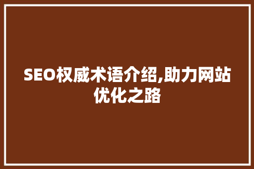 SEO权威术语介绍,助力网站优化之路