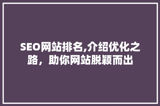 SEO网站排名,介绍优化之路，助你网站脱颖而出
