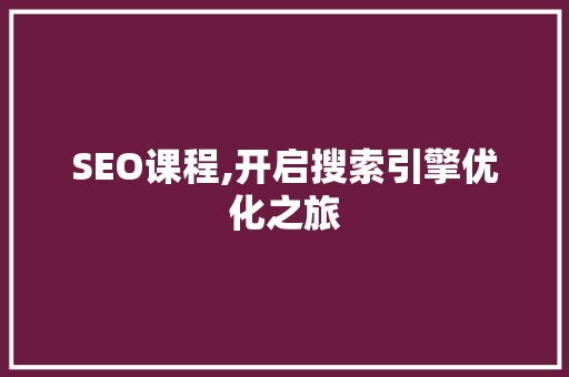 SEO课程,开启搜索引擎优化之旅 神马SEO