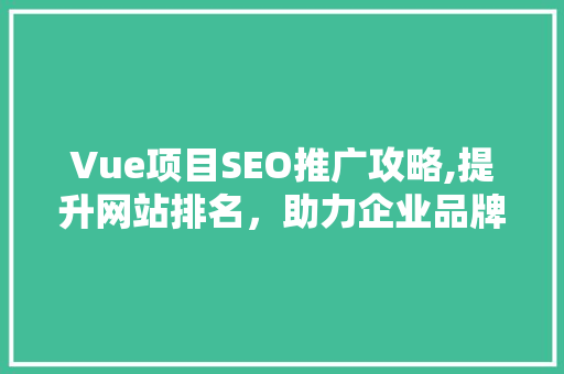 Vue项目SEO推广攻略,提升网站排名，助力企业品牌传播