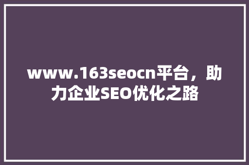 www.163seocn平台，助力企业SEO优化之路 SEO关键词