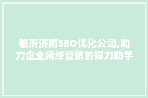临沂济南SEO优化公司,助力企业网络营销的得力助手
