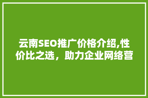 云南SEO推广价格介绍,性价比之选，助力企业网络营销