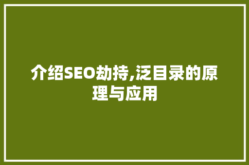 介绍SEO劫持,泛目录的原理与应用