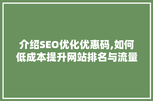 介绍SEO优化优惠码,如何低成本提升网站排名与流量 网站建设公司