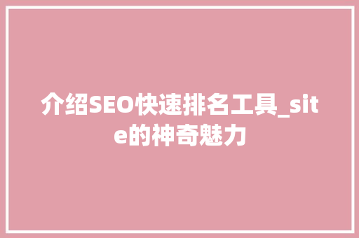 介绍SEO快速排名工具_site的神奇魅力