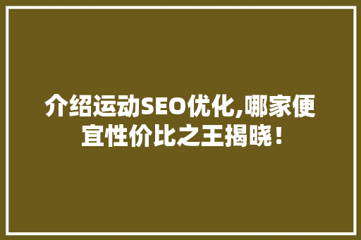 介绍运动SEO优化,哪家便宜性价比之王揭晓！