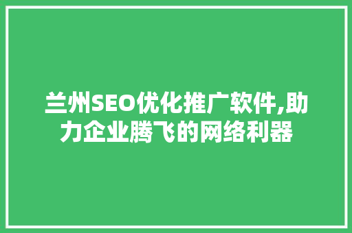 兰州SEO优化推广软件,助力企业腾飞的网络利器