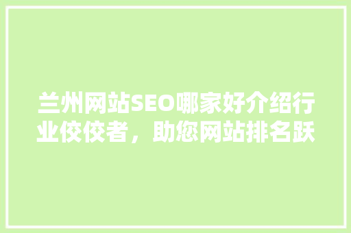 兰州网站SEO哪家好介绍行业佼佼者，助您网站排名跃升！