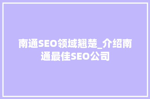 南通SEO领域翘楚_介绍南通最佳SEO公司