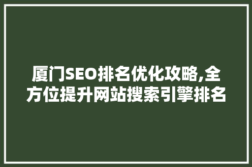 厦门SEO排名优化攻略,全方位提升网站搜索引擎排名 网站建设公司
