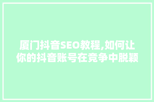 厦门抖音SEO教程,如何让你的抖音账号在竞争中脱颖而出 网站建设公司