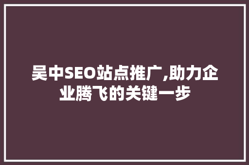 吴中SEO站点推广,助力企业腾飞的关键一步