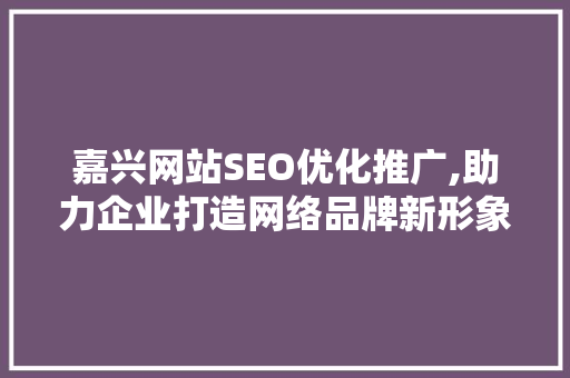 嘉兴网站SEO优化推广,助力企业打造网络品牌新形象 神马SEO