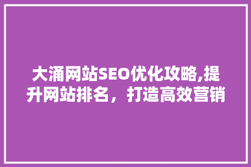大涌网站SEO优化攻略,提升网站排名，打造高效营销平台 网站建设公司