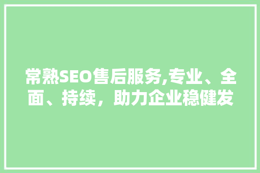 常熟SEO售后服务,专业、全面、持续，助力企业稳健发展