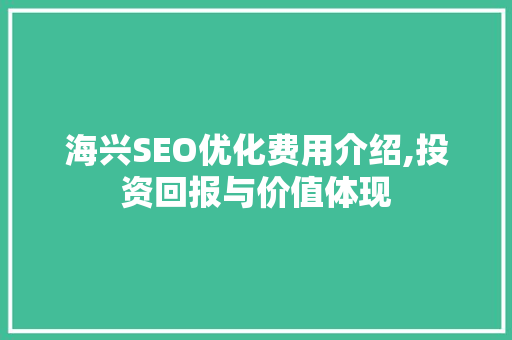 海兴SEO优化费用介绍,投资回报与价值体现