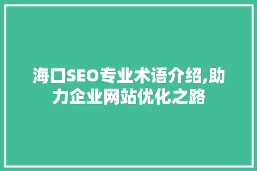 海口SEO专业术语介绍,助力企业网站优化之路