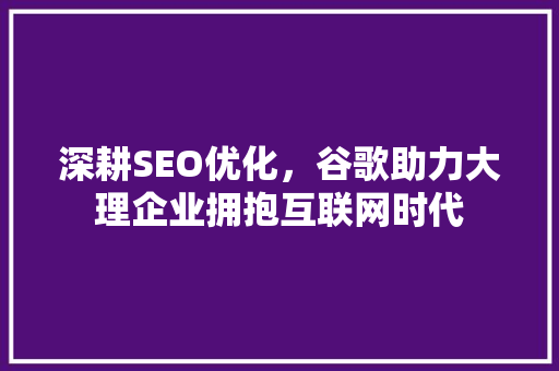 深耕SEO优化，谷歌助力大理企业拥抱互联网时代