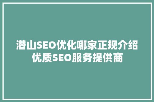 潜山SEO优化哪家正规介绍优质SEO服务提供商