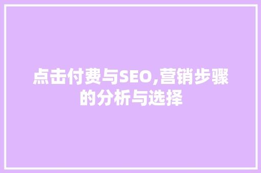 点击付费与SEO,营销步骤的分析与选择 必应SEO