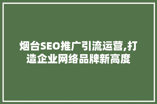烟台SEO推广引流运营,打造企业网络品牌新高度