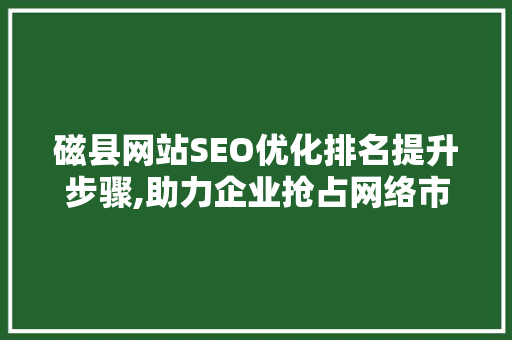 磁县网站SEO优化排名提升步骤,助力企业抢占网络市场先机 网站建设公司