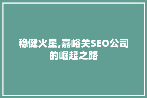稳健火星,嘉峪关SEO公司的崛起之路 网站建设公司