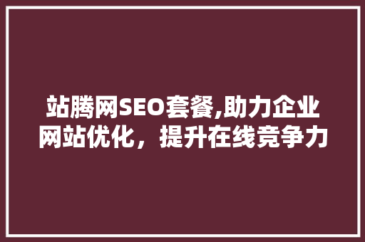 站腾网SEO套餐,助力企业网站优化，提升在线竞争力 网站建设公司
