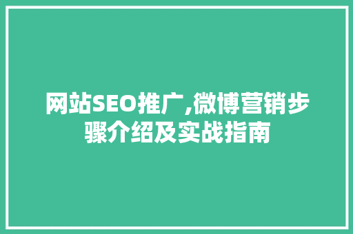 网站SEO推广,微博营销步骤介绍及实战指南 百度SEO