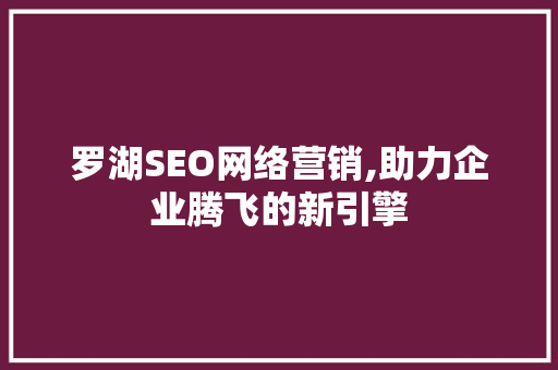 罗湖SEO网络营销,助力企业腾飞的新引擎 百度SEO