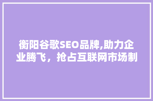 衡阳谷歌SEO品牌,助力企业腾飞，抢占互联网市场制高点 必应SEO