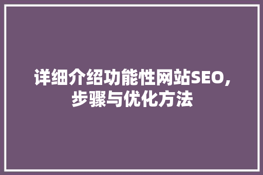 详细介绍功能性网站SEO,步骤与优化方法 SEO关键词