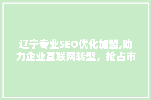 辽宁专业SEO优化加盟,助力企业互联网转型，抢占市场先机 搜狗SEO