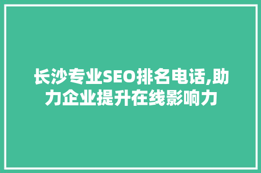 长沙专业SEO排名电话,助力企业提升在线影响力