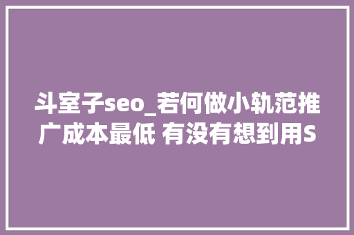 斗室子seo_若何做小轨范推广成本最低 有没有想到用SEO呢 斗室子seo_若何做小轨范推广成本最低 有没有想到用SEO呢 搜狗SEO