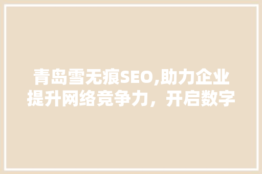 青岛雪无痕SEO,助力企业提升网络竞争力，开启数字化营销新篇章