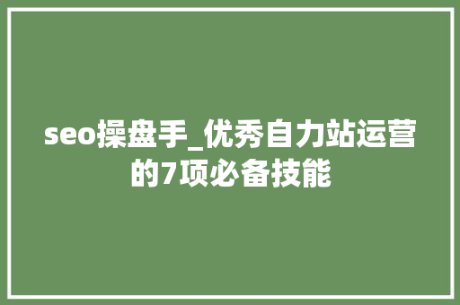 seo操盘手_优秀自力站运营的7项必备技能 seo操盘手_优秀自力站运营的7项必备技能 网站建设公司