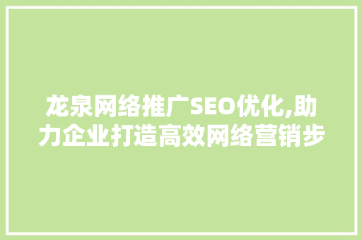 龙泉网络推广SEO优化,助力企业打造高效网络营销步骤