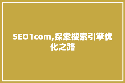 SEO1com,探索搜索引擎优化之路