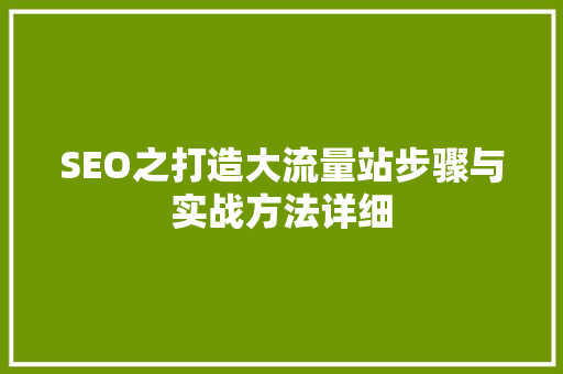 SEO之打造大流量站步骤与实战方法详细