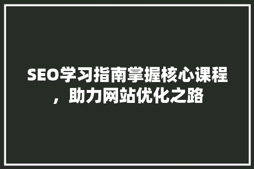 SEO学习指南掌握核心课程，助力网站优化之路