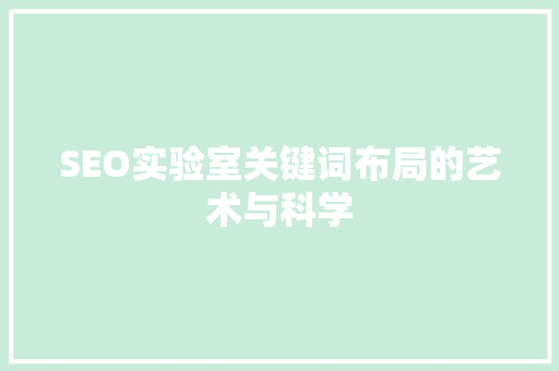 SEO实验室关键词布局的艺术与科学 百度SEO