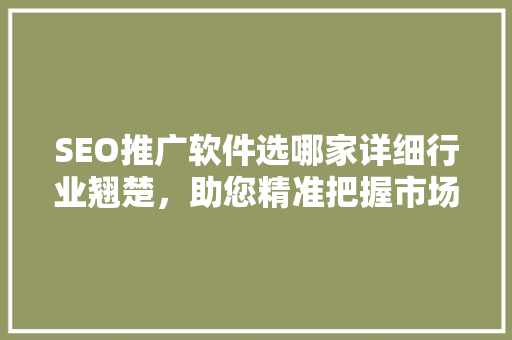 SEO推广软件选哪家详细行业翘楚，助您精准把握市场脉搏